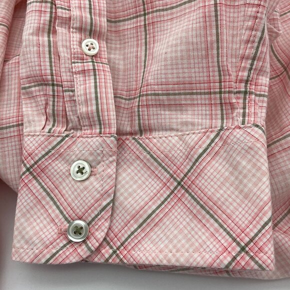 Talbots Classic Button-Front Long Sleeve Cotton Shirt Windowpane Plaid XL - Picture 6 of 8